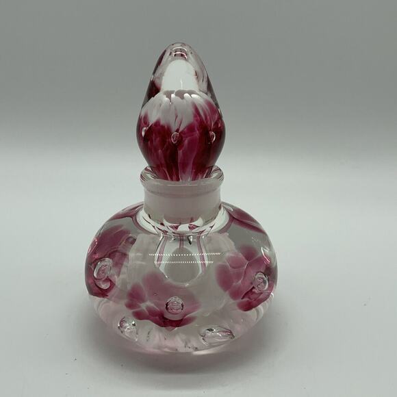Vtg Joe Rice Perfume Bottle Cranberry Trumpet Flower Bullicanti - Picture 1 of 12